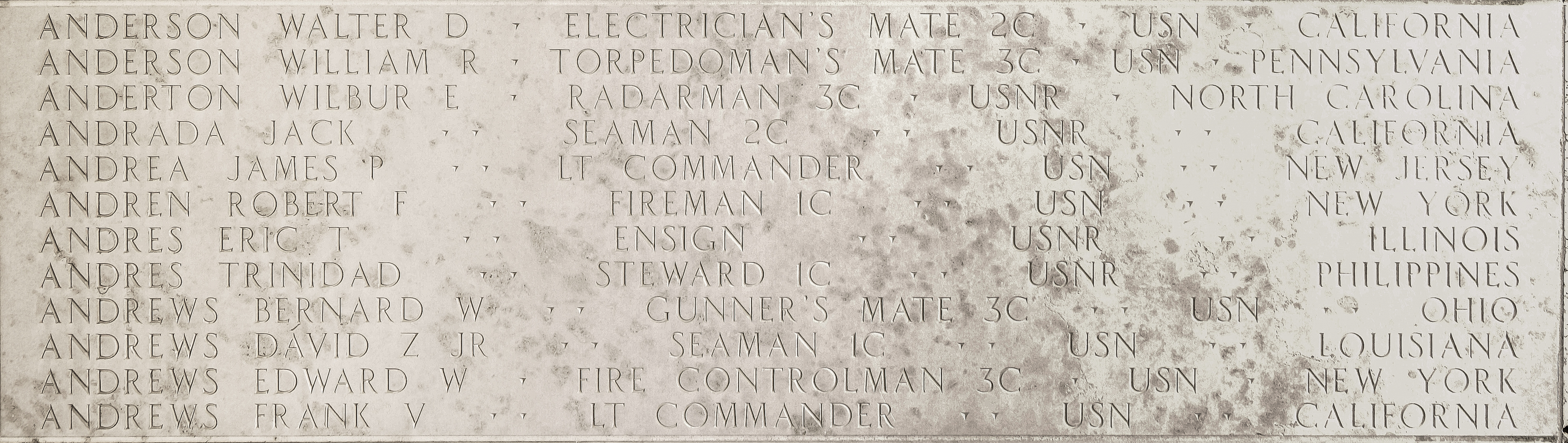 Bernard W. Andrews, Gunner's Mate Third Class